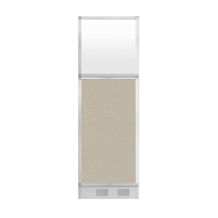 Versare Hush Panel Configurable Cubicle Partition 2' x 6' Sand Fabric Frosted Window w/ Cable Channel 1856218-3
